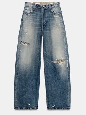 Zara TRF Mid-Rise Folded Waist Jeans